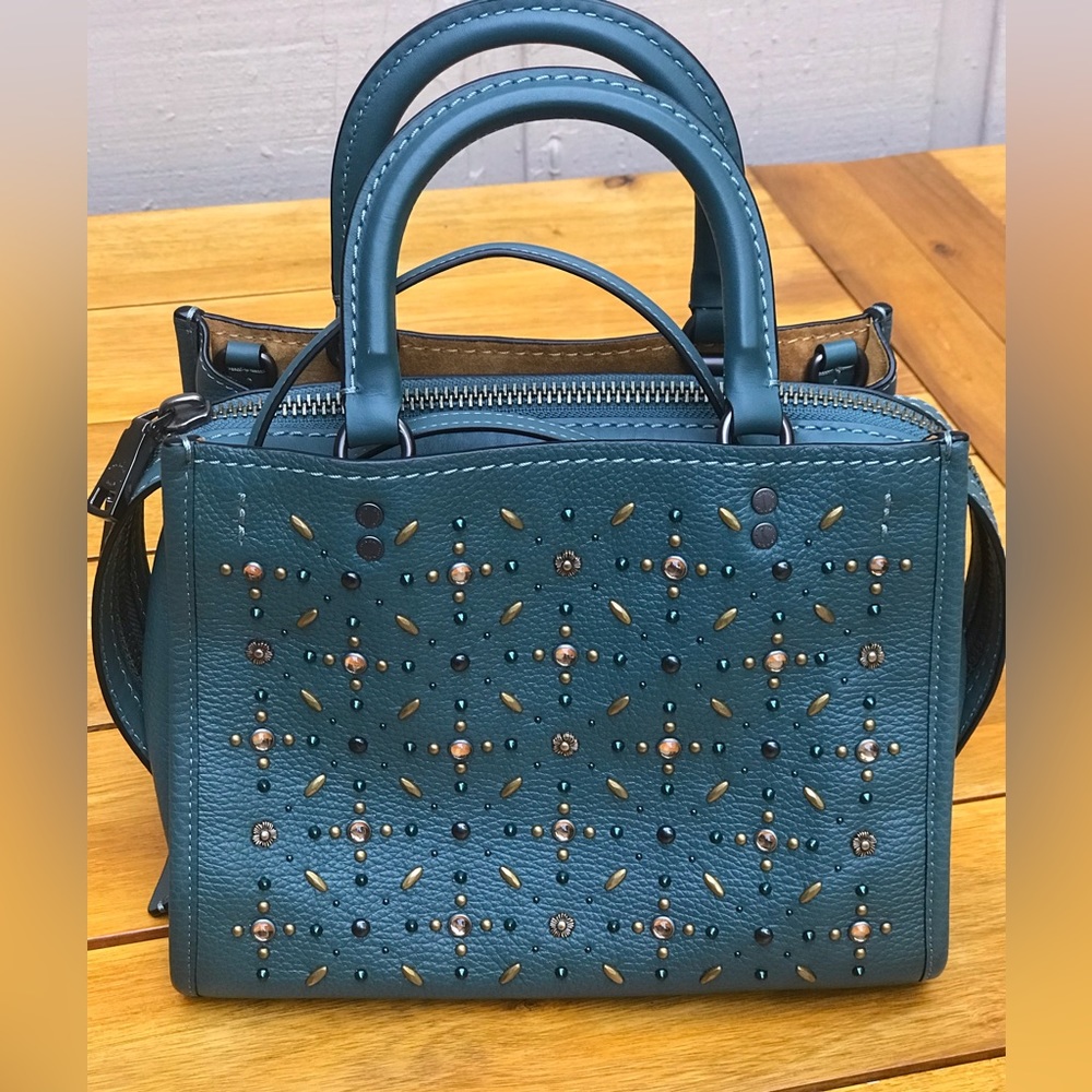 Coach Rogue 25 Turquoise with Prairie Rivets